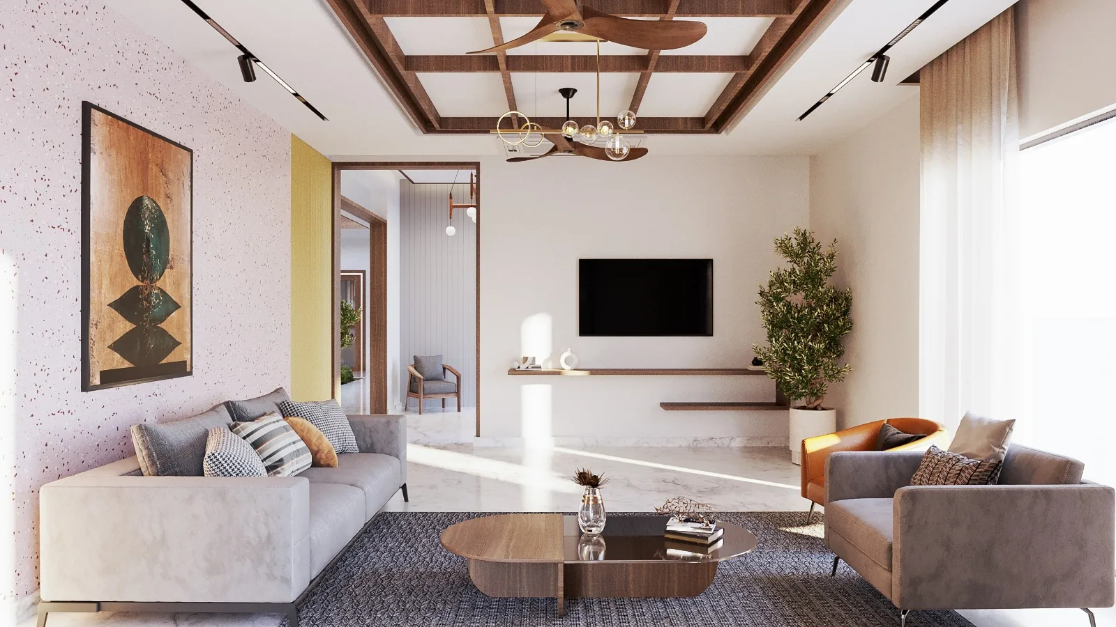 A living room designed by Ignite Interior Decors